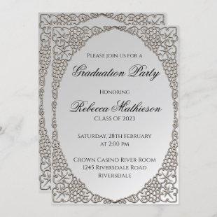 Personalized Elegant Silver Graduation Party Invitation