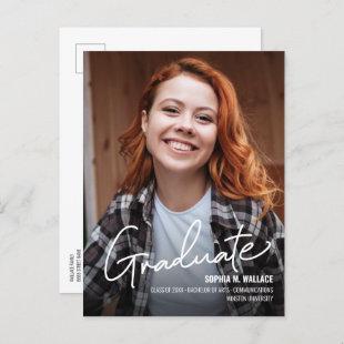 Personalized Female University Graduate Photo  Announcement Postcard