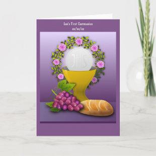 Personalized First Communion Holy Eucharist Photo Holiday Card