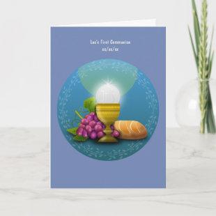Personalized First Communion Holy Eucharist Photo Holiday Card