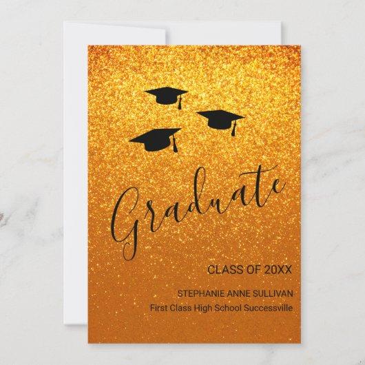Personalized Gold Glitter Graduation Announcement