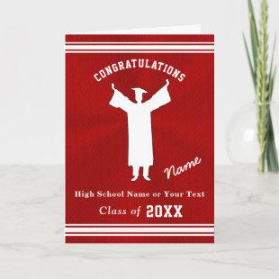 Personalized Graduation Cards for Him, Red, White