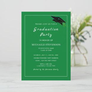 Personalized Green Graduation Party Invitation