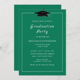 Personalized Green Graduation Party Invitation Cap