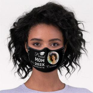 Personalized Photo Black Silver Glitter Graduation Premium Face Mask