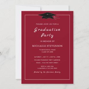 Personalized Red Graduation Party Invitation Cap