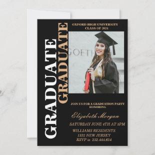 Personalized  Simple Modern Graduation Gold Invitation