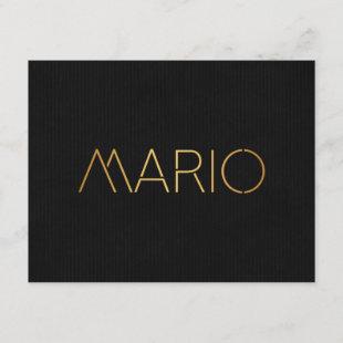 Personalized Stencil Font Mario Gold Black Invitation
