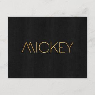 Personalized Stencil Font Mickey Gold Black Invitation