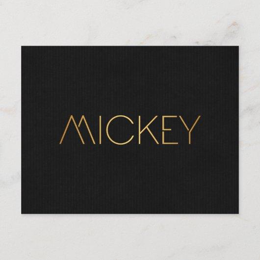Personalized Stencil Font Mickey Gold Black Invitation