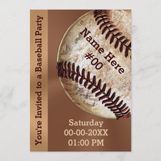 Personalized Vintage Baseball Party Invitations