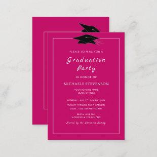 Personalized Your Color Pink Graduation Invitation