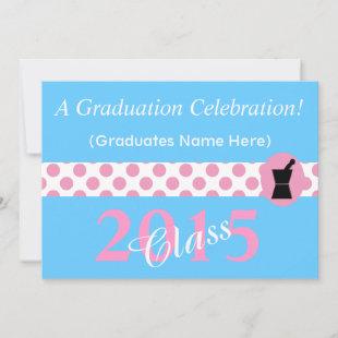 Pharmacist Graduation Invitations 2015 Pink Blue