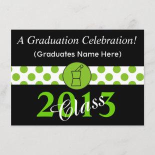 Pharmacist Graduation Invitations Green Black