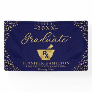 Pharmacy School Blue Gold Graduation Banner
