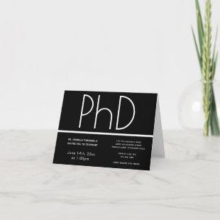 PhD degree Black White Folded Graduation Party Invitation