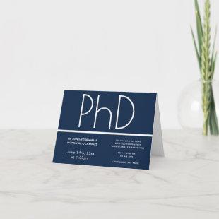 PhD degree Blue White Folded Graduation Party Invitation