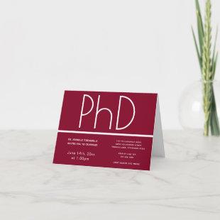 PhD degree Burgundy White Folded Graduation Party Invitation