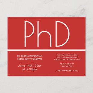 PhD degree Graduation Party Invitation Postcard