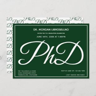 PhD degree Green Graduation Party Invitation
