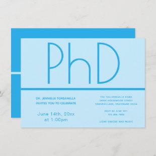 PhD degree Light Blue Graduation Party Invitation