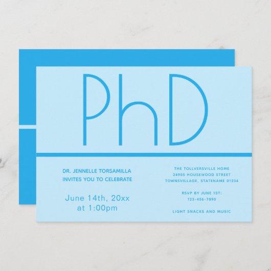 PhD degree Light Blue Graduation Party Invitation