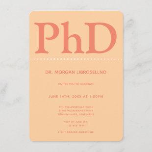 PhD degree Orange Graduation Party Invitation