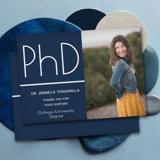 PhD degree Photo Announcement Blue White