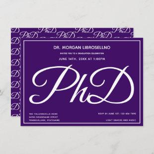 PhD degree Purple Graduation Party Invitation