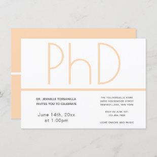 PhD degree White Cream Gray Graduation Party Invitation