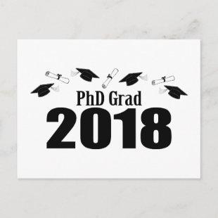 PhD Grad 2018 Postcard Party Invite (Black Caps)