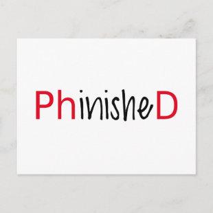 Phinished, word art, text design for PhD graduates Announcement Postcard
