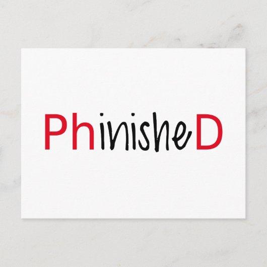 Phinished, word art, text design for PhD graduates Announcement Postcard