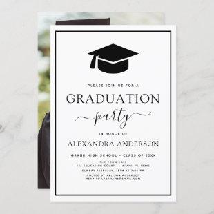 Photo 2022 Graduation Party Elegant Black White In Invitation