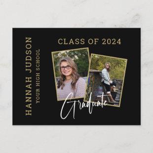 Photo & Bio Class Of 2024 Script Graduation Announcement Postcard