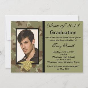 Photo Camouflage Graduation Invitation