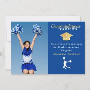 Photo Cheerleader Blue Gold graduate Announcement