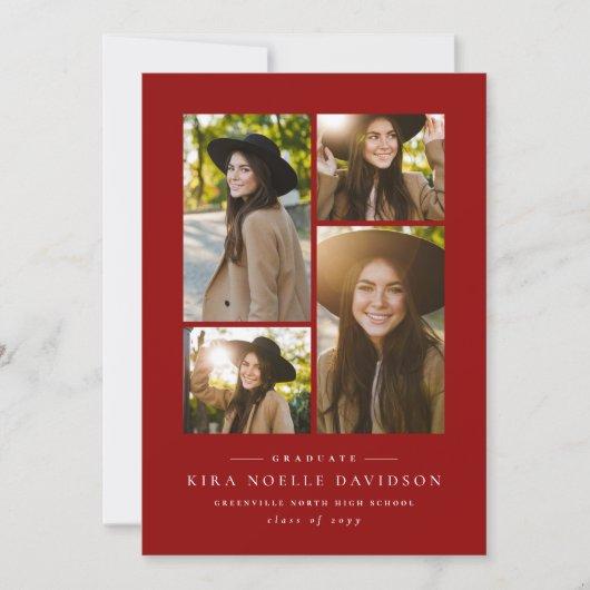 Photo collage classic red graduation announcement
