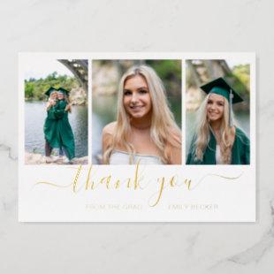 Photo Collage Elegant Graduation Thank You Card
