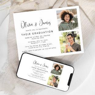 Photo Collage Joint Graduation Party Invitation