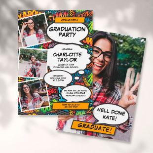 Photo Collage Modern Fun Graduation Party Invitation