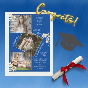 Photo Collage Personalized 4 Pictures Blue  Announcement