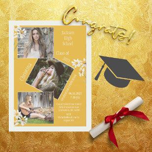 Photo Collage Personalized 4 Pictures Gold Announcement