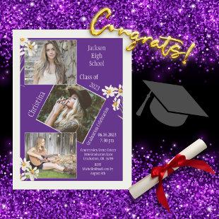 Photo Collage Personalized 4 Pictures Purple Announcement