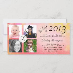 Photo Collage Pink Girl Graduation Announcement