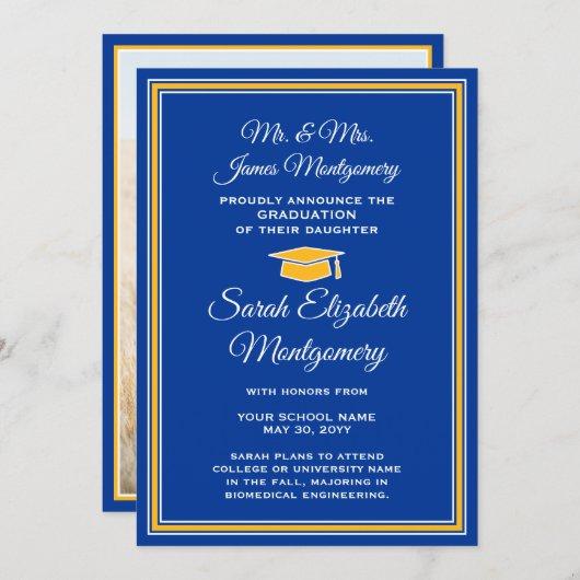 Photo From Parents Blue and Gold Formal Graduation Announcement