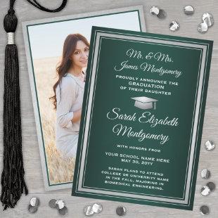 Photo From Parents Dark Green and White Graduation Announcement