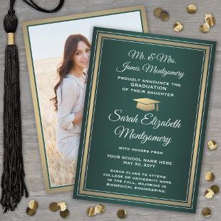 Photo From Parents Green Gold and White Graduation Announcement