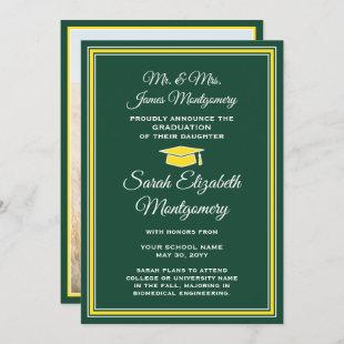 Photo From Parents Green & Gold Formal Graduation Announcement
