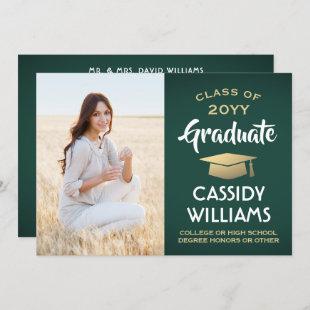 Photo From Parents Green Gold & White Graduation Announcement